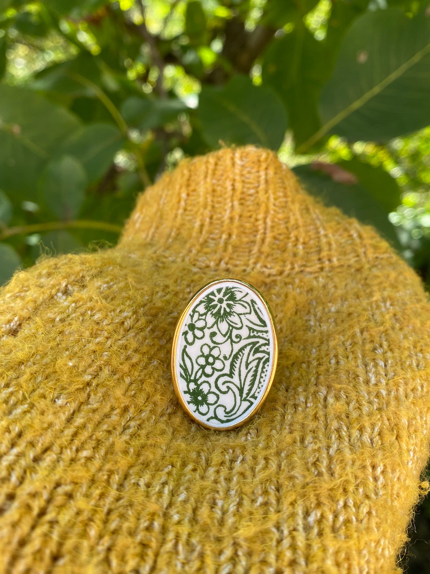 Bague Maxi Verte en faience ancienne