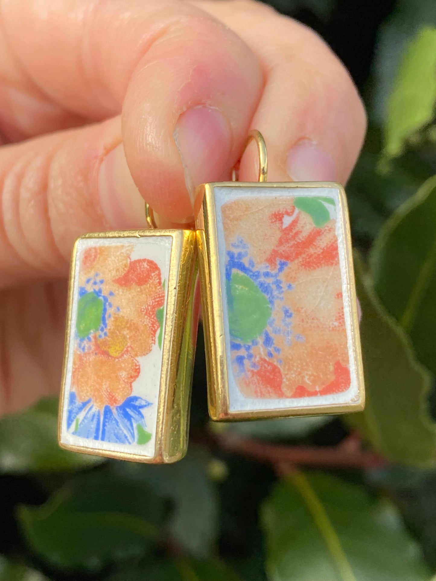 Boucles d'oreilles rectangle coquelicots