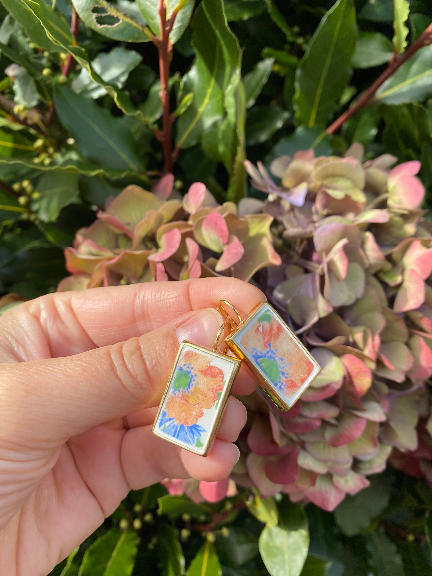 Boucles d'oreilles rectangle coquelicots