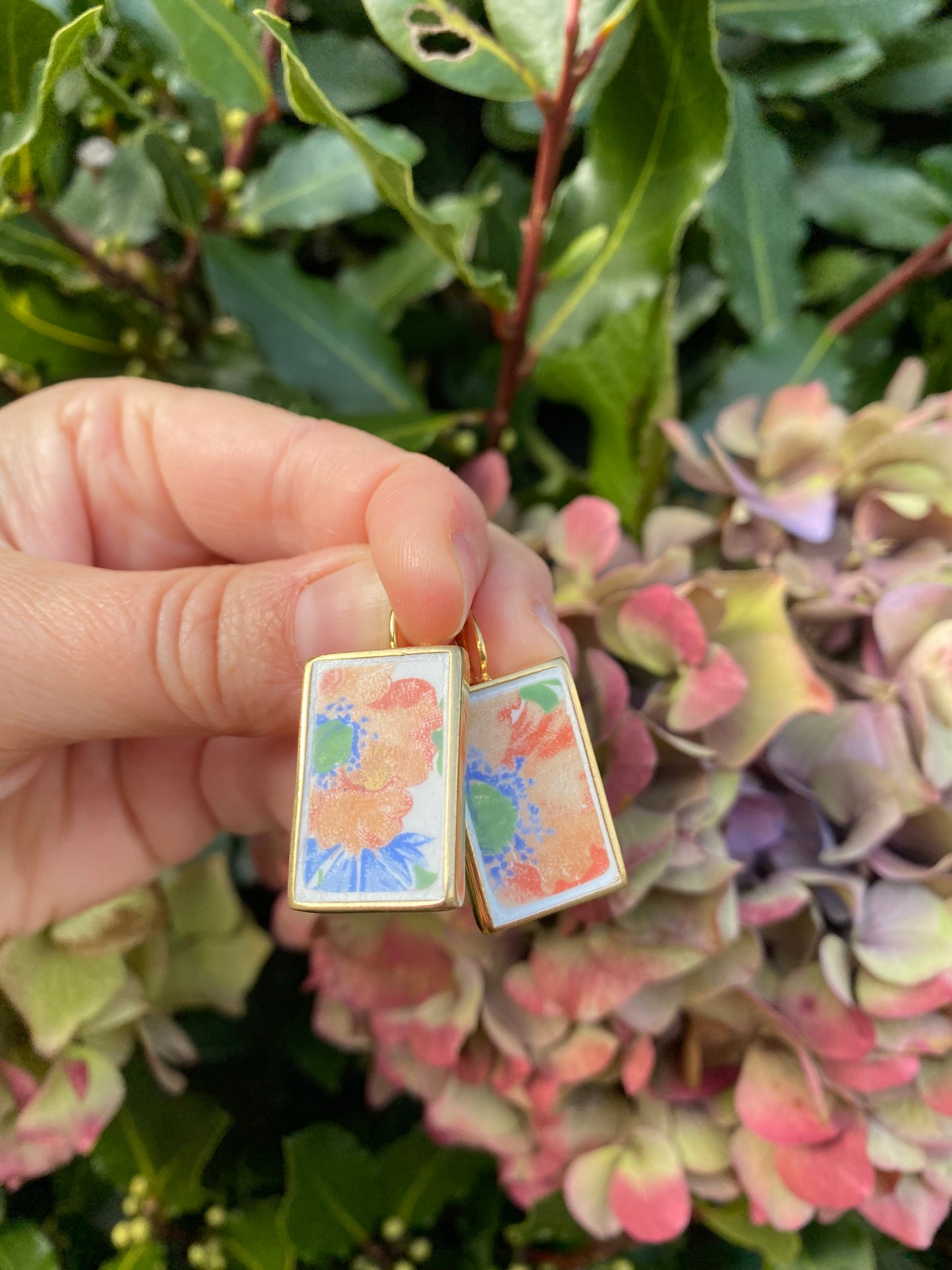 Boucles d'oreilles rectangle coquelicots