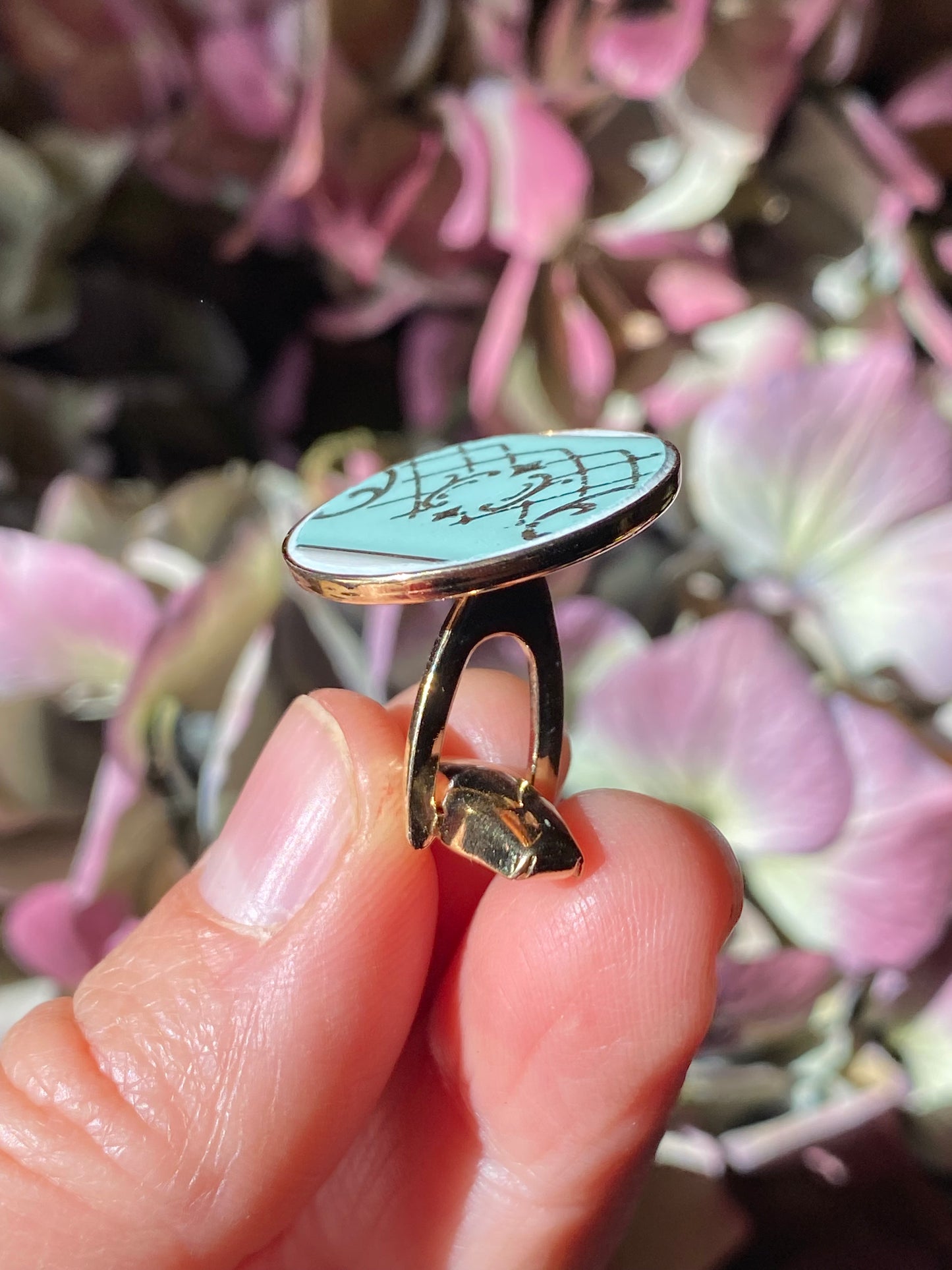 Boutons de manchettes "vert eau doré" dorés