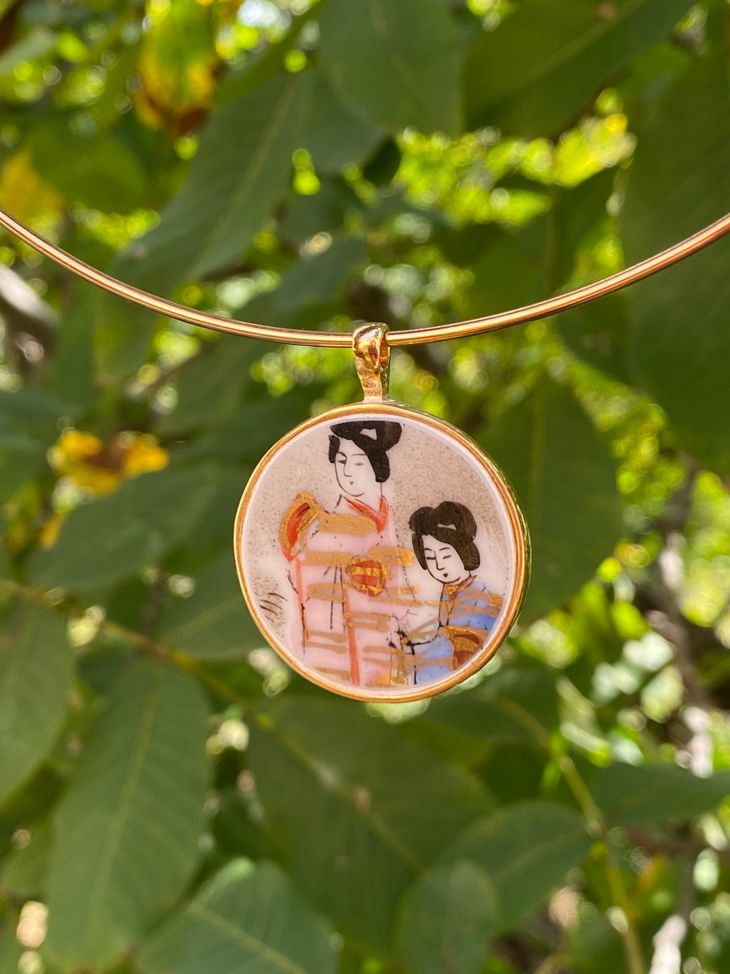 Collier tour de cou "Japonnais" en porcelaine