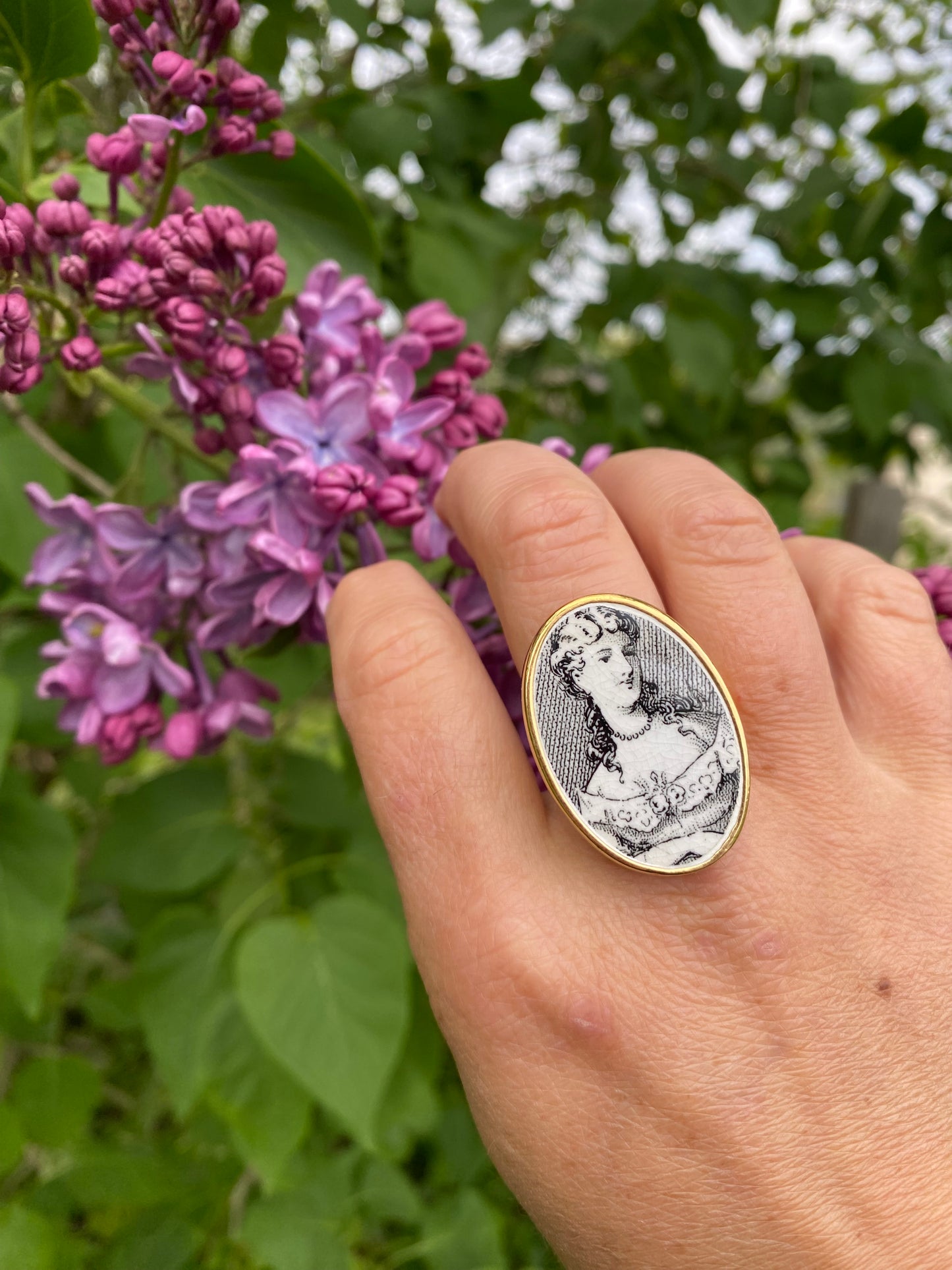Bague XXL Portrait noir & blanc