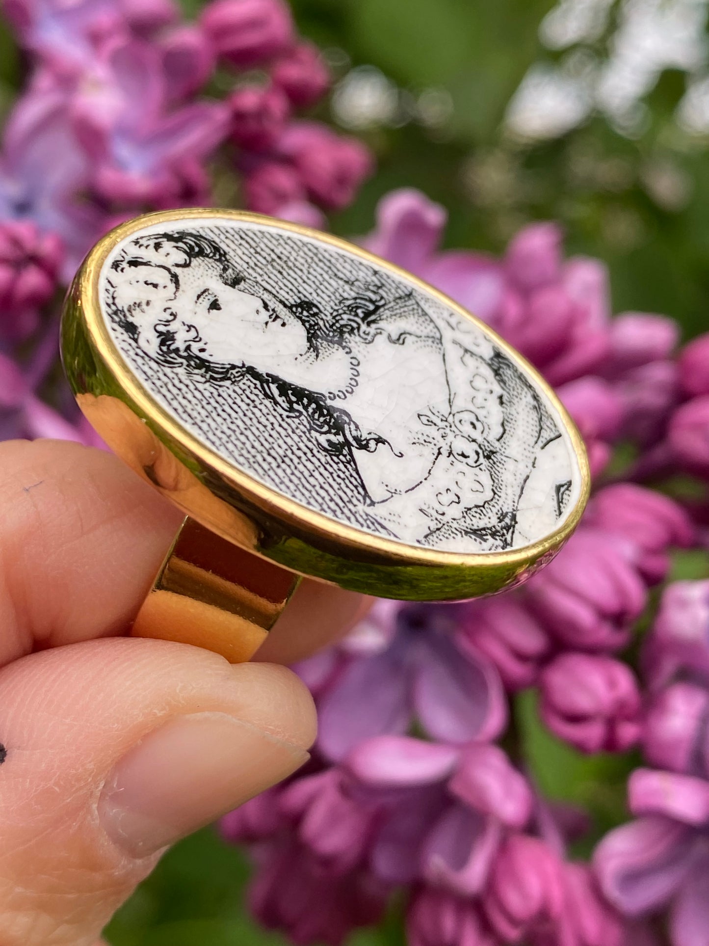 Bague XXL Portrait noir & blanc