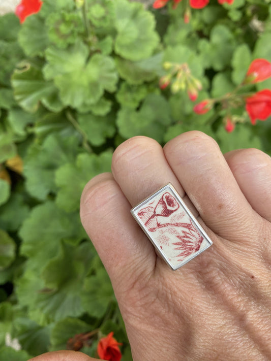 Bague rectangle plante carnivore