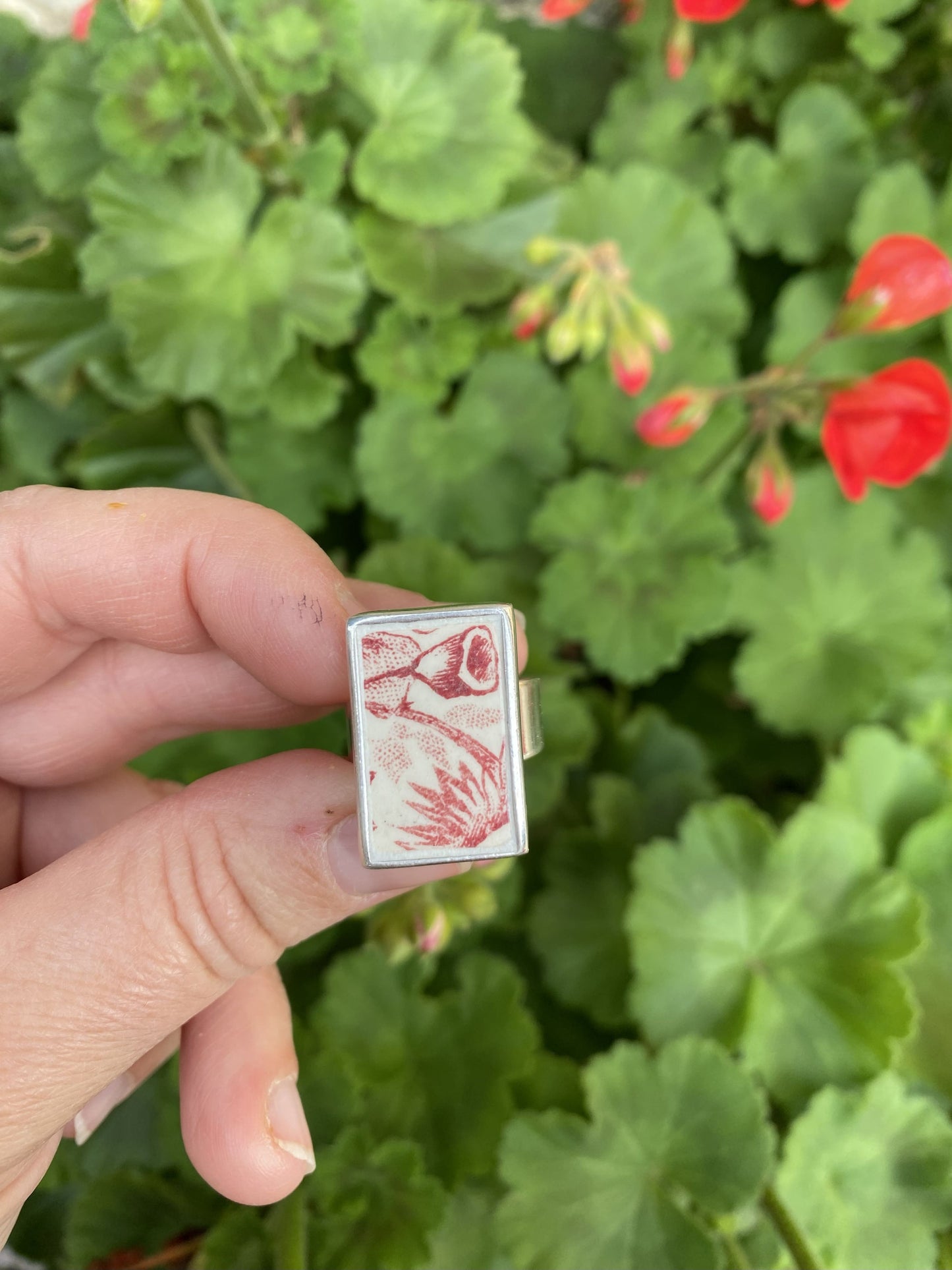 Bague rectangle plante carnivore