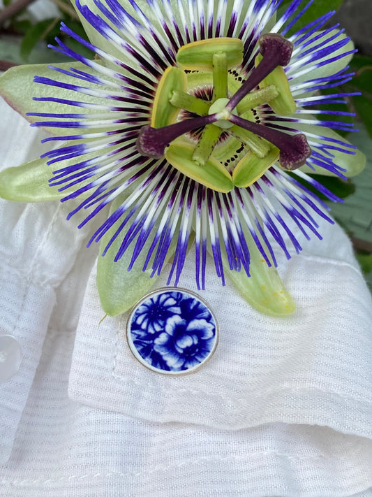 Boutons de manchettes "bleu roi" argenté